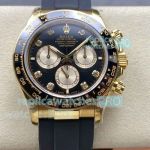 1:1 Clone Rolex Gold Daytona Gain Weight QF 4131 Black Diamond Oysterflex Watch 